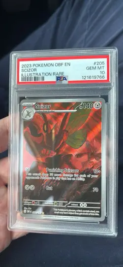 2023 POKEMON OBF EN-OBSIDIAN FLAMES ILLUSTRATION RARE #205 SCIZOR PSA 10 - Image 1