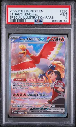 2025 POKEMON DESTINED RIVALS SPECIAL ILLUSTRATION RARE ETHAN'S HO-OH EX PSA 9 - Image 1