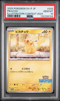 2025 POKEMON JAPANESE SV-P PROMO ILLUSTRATION CONTEST 2024 #242 PIKACHU PSA 10 - Image 1