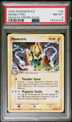 2005 POKEMON EX DEOXYS #38 MANECTRIC DEOXYS-PRERELEASE PSA 8 NEAR MINT - Image 1