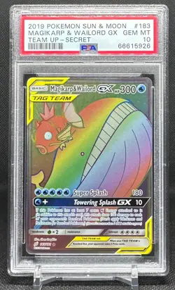 Pokemon Magikarp & Wailord GX 183/181 Secret Rare Team Up PSA 10 GEM MINT - Image 1