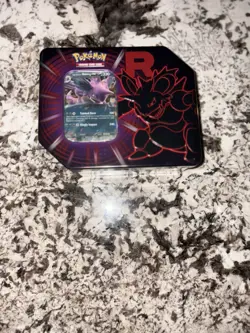Destined Rivals Team Rocket Tin (Nidoking ex) - Sealed New - Pokemon TCG - Image 1