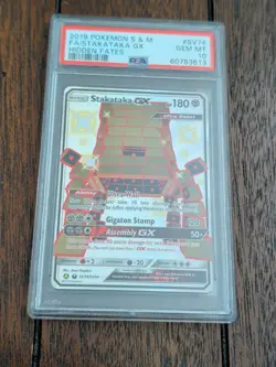 Pokemon Stakataka GX Hidden Fates Full Art Shiny Holo Rare SV74 PSA 10 Gem Mint - Image 3