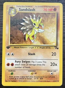 1st Edition Sandslash 41/62 Pokemon TCG WOTC Base Set Fossil LP - Image 1