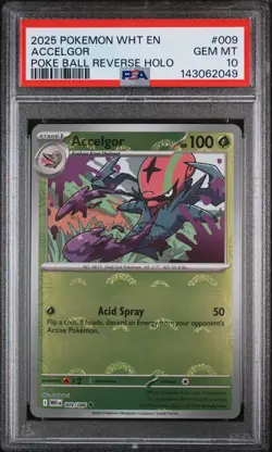 2025 Pokemon Wht En-White Flare #009 Accelgor Poke Ball Reverse Holo PSA 10 - Image 1