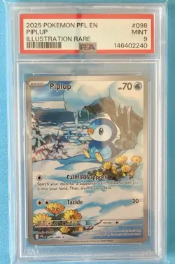 The Pokemon Company Piplup 098/094 Phantasmal Flames Illus Rare Holo PSA 9 EN - Image 1