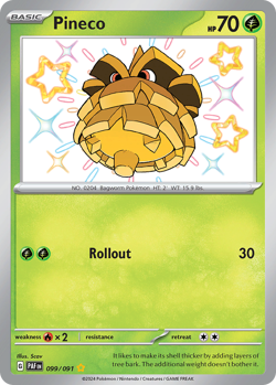PINECO 099/091 SHINY RARE PALDEAN FATES POKEMON NEAR MINT - Image 1
