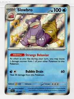 Slowbro 117/091 Shiny Rare Paldean Fates Pokemon Holo Near Mint - Image 1