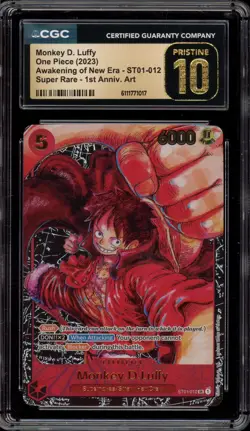 One Piece CCG Monkey.D.Luffy 1st Anniversary Super Rare ST01-012 CGC 10 Pristine - Image 1