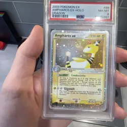 Pokemon TCG 2003 EX Dragon Ampharos EX Holo Card 89/97 PSA 8 Swirl - Image 1