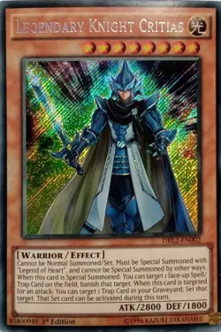 DRL2-EN002 LEGENDARY KNIGHT CRITIAS SECRET RARE 1ST EDITION YuGiOh CARD - Image 1
