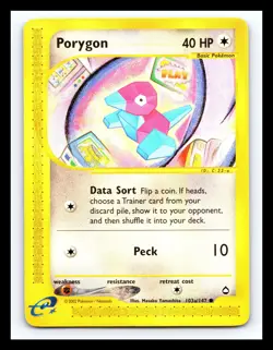 💥 PORYGON Pokemon 2003 TCG Card (AQUAPOLIS ) # 103a/147 Non Holo Vintage Rare - Image 1