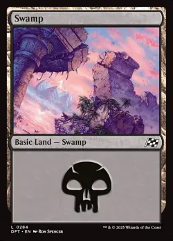 4x Foil Aetherdrift Swamp Land, MTG Land, Magic Swamp, Basic Land, 4 Pack, 284 - Image 1