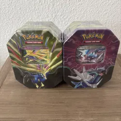 BRAND NEW-Pokemon TCG: Azure Legends Tin Dialga Xerneas ex Sealed Tin Lot - Image 1