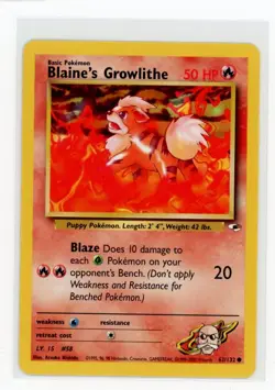 Pokemon Gym Heroes #062/132 Blaine's Growlithe (62) - Image 1