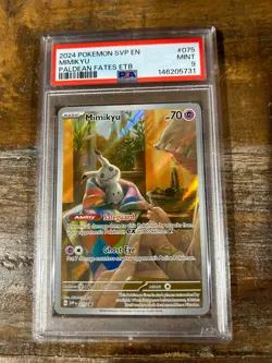 Pokemon 2024 15 SVP En Promo Paldean Fates ETB MIMIKYU #075 PSA 9 Mint RARE - Image 1