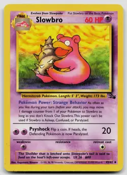 SLOWBRO 43/62 UNCOMMON FOSSIL POKEMON UNLIMITED LP - Image 1
