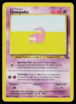 SLOWPOKE 55/62 COMMON FOSSIL POKEMON UNLIMITED HP - Image 1