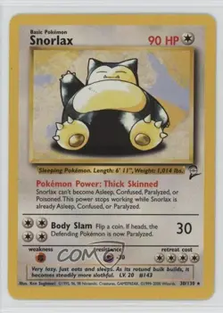 Snorlax Pokemon Base Set 2 #30 2000 - Image 1