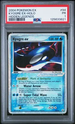 2004 POKEMON EX HIDDEN LEGENDS #94 KYOGRE EX-HOLO PSA 1 - Image 1