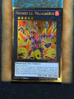 Yugioh Number 61: Volcasaurus PGL3-EN073 Gold Rare 1st Ed NM - Image 1