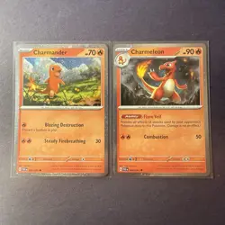 Charmander & Charmeleon SV: Paldean Fates Cosmos Holo Pokemon Card - Image 1