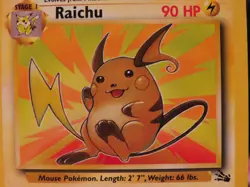 Raichu Fossil Rare Non Holo WOTC LP Pokemon Card Vintage Light Play Classic - Image 2