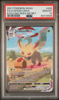 PSA 10 LEAFEON VMAX 205/203 | Evolving Skies Secret Pokemon Card - Image 1