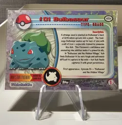 Topps #01 Bulbasaur Pokemon Card Blue Logo TV Animation Edition Series - Image 2
