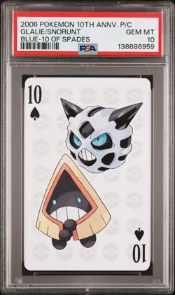 2006 POKEMON CENTER 10TH ANV PLAYING CARDS BLUE DECK GLALIE/SNORUNT PSA 10 - Image 1