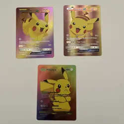 Pikachu (3) Fan Art Custom Full Art Pokemon Cards Non TCG - Image 1