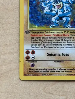1999 Pokemon 1st Edition Ghost Stamp Machamp Base Set Holo 8/102 - Image 2