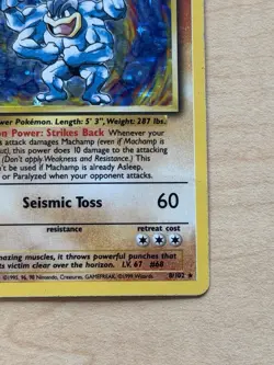 1999 Pokemon 1st Edition Ghost Stamp Machamp Base Set Holo 8/102 - Image 3