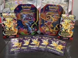 Pokemon TCG Charizard Ex Tin Set ( X & Y) 2 Ascended Heroes Booster Packs & More - Image 1