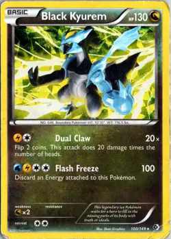 Black Kyurem 100/149 Rare Boundaries Crossed Pokemon Damaged - Image 1