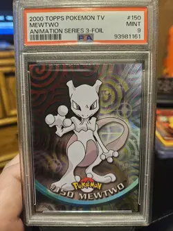 PSA 9 MINT Mewtwo 2000 Topps TV Animation Series 3 Silver Foil #150 Pokemon Card - Image 1