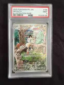 Pokemon TCG PSA 9 Meowth 106/094 Illustration Rare Holo Phantasmal Flames EN - Image 1