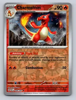 Charmeleon 008/091 Uncommon Paldean Fates Pokemon Reverse Holo NM - Image 1