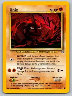 Onix 69/111 Common Neo Genesis Pokemon Unlimited Near Mint - Image 1