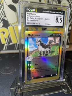 2003 Pokemon EX Ruby & Sapphire Mightyena Reverse Holo R - CGC 8.5 - Image 2