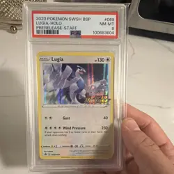 Rare Pokemon Lugia SWSH Sword & Shield Promo SWSH069 Prerelease Staff Holo PSA 8 - Image 1