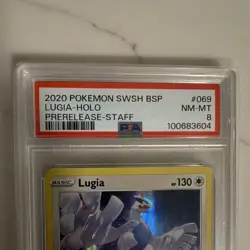 Rare Pokemon Lugia SWSH Sword & Shield Promo SWSH069 Prerelease Staff Holo PSA 8 - Image 3