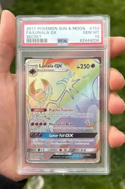 PSA 10 Lunala GX 15 Collection Moon Full Art 2016 Pokemon HR Rainbow - Image 1