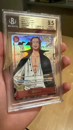 2022 ONE PIECE OP01-120 ROMANCE DAWN MANGA ALTERNATE ART SHANKS BGS 9.5 - Image 3