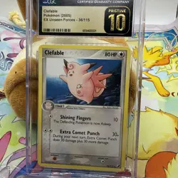 CGC PRISTINE 10 Clefable 36/115 EX Unseen Forces Pokemon Card - Image 1