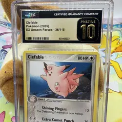 CGC PRISTINE 10 Clefable 36/115 EX Unseen Forces Pokemon Card - Image 2