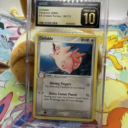 CGC PRISTINE 10 Clefable 36/115 EX Unseen Forces Pokemon Card - Image 4