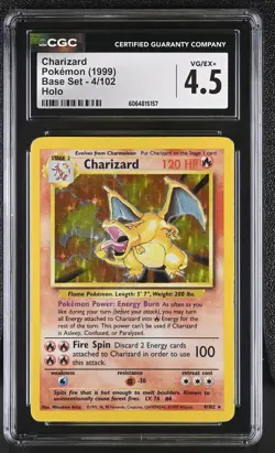 CGC 4.5 Charizard 1999 Base Set 4/102 Holo Pokemon Card - Image 1