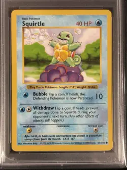 Squirtle 63/102 SHADOWLESS PSA 10 GEM MINT 1999 Base Set Graded Pokemon Card - Image 2