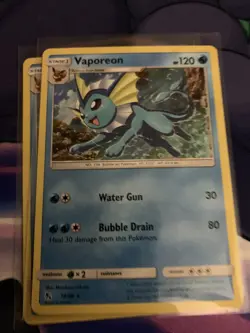 Vaporeon 18/68 HOLO RARE Hidden Fates Pokemon Card Near Mint - Image 1